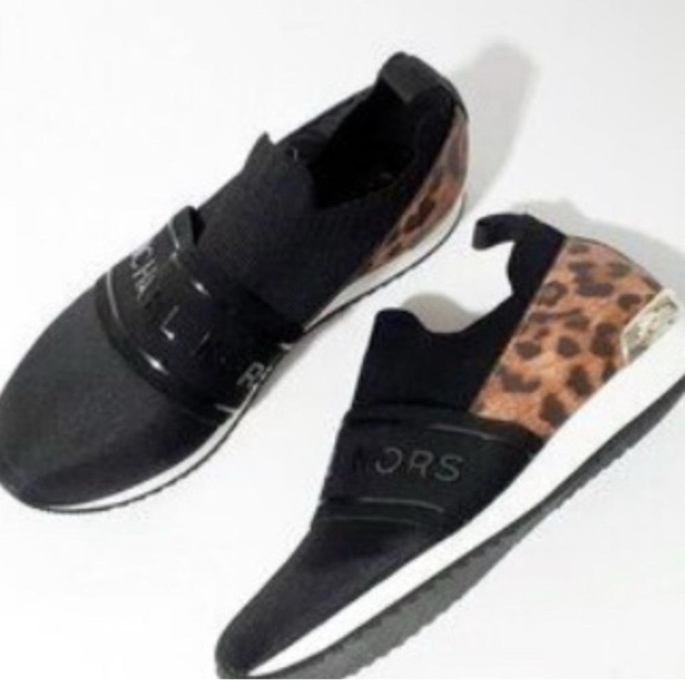 Black and Leopard Print Women's Sneakers
